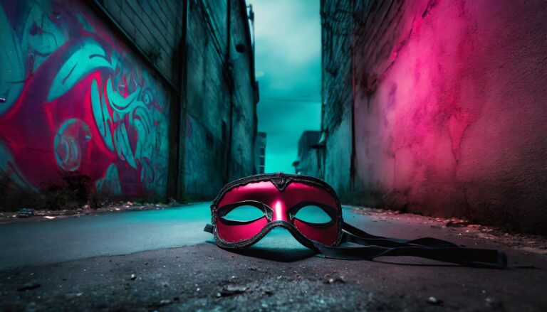 Mask in alleyway