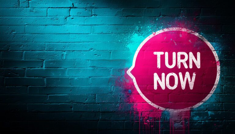 Turn now road sign